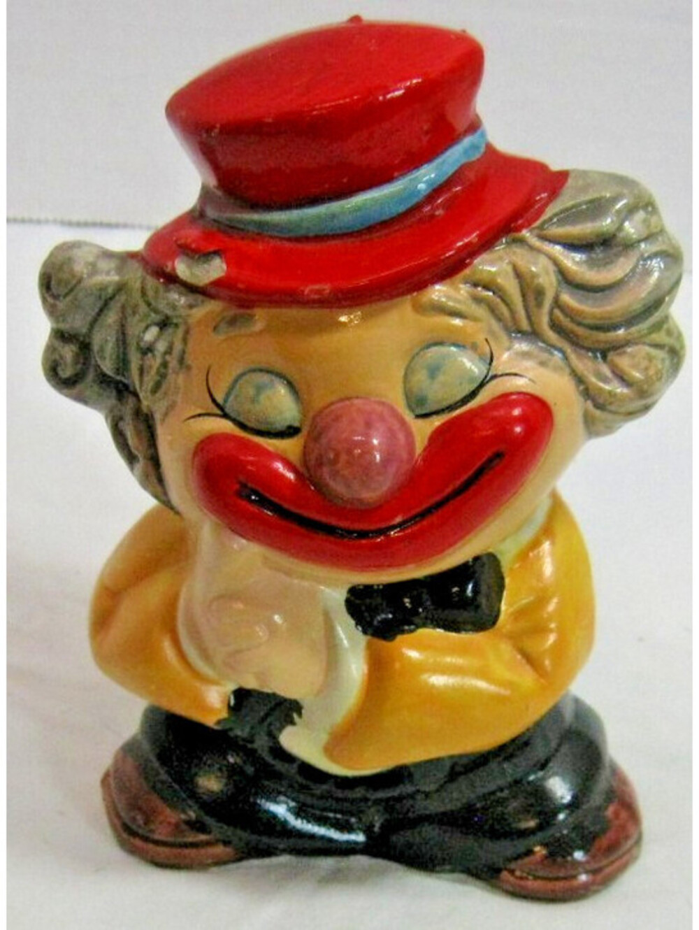 Vintage Chalk Ware Coin Bank Circus Clown Figurine Top Hat Clown Bank 1960-1970